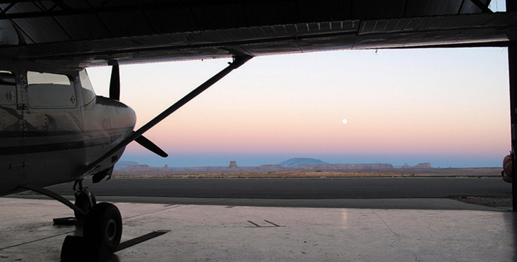 The inside of an airplane hangar